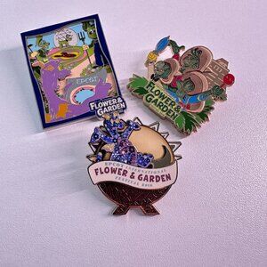 Disney Epcot Flower & Garden Festival 3 Pin Set | 2016 & 2018 Limited Editions